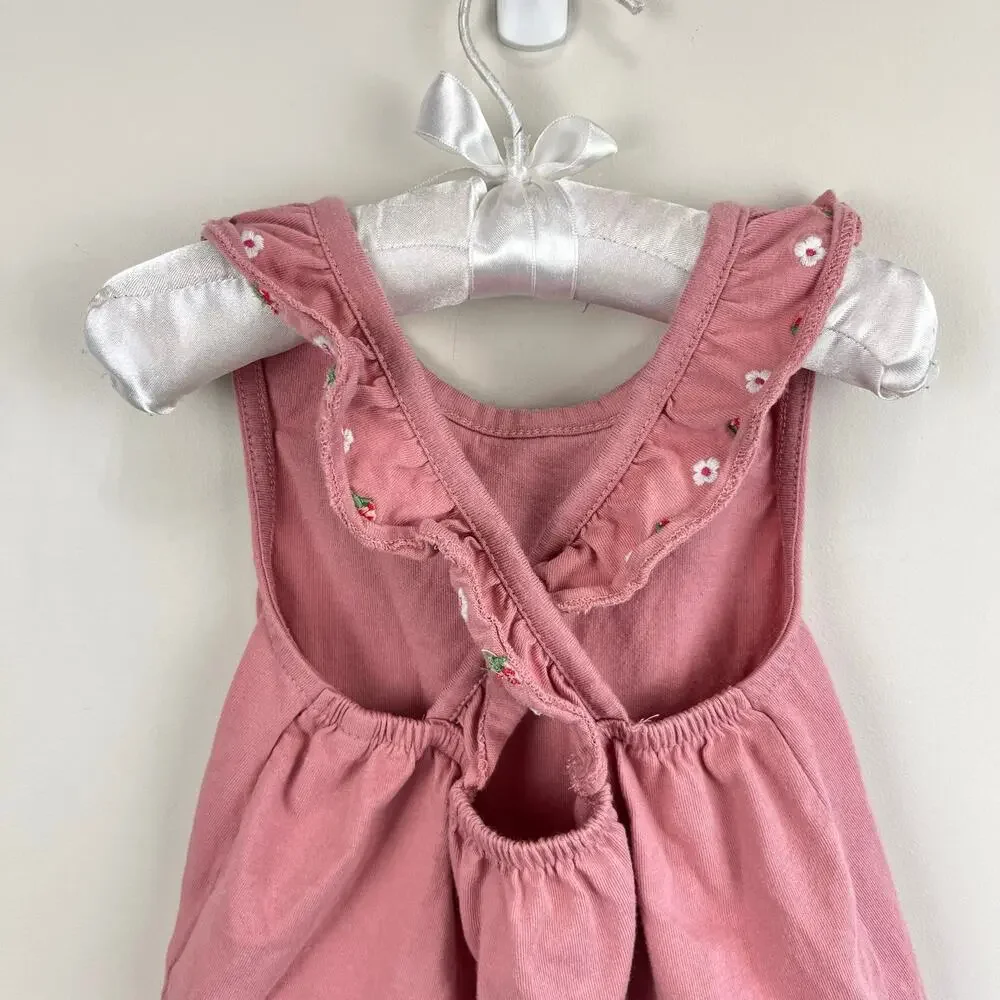 Mini Boden Strawberry Ruffle Cross Back Tank Top 2-3